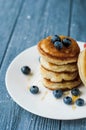 Homemade pancakes and jungle fruit in the background Royalty Free Stock Photo