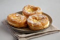 Homemade Paris Brest on a Plate, side view