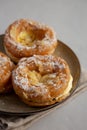 Homemade Paris Brest on a Plate, side view