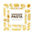 Homemade pasta banner. Premium quality traditional product of Italian cuisine food card, poster design cartoon vector Royalty Free Stock Photo