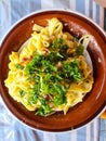 Homemade pasta carbonara with persley Royalty Free Stock Photo