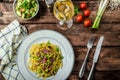 Homemade pasta with roasted Black Forest ham Royalty Free Stock Photo