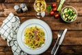 Homemade pasta with roasted Black Forest ham Royalty Free Stock Photo