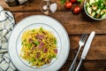 Homemade pasta with roasted Black Forest ham Royalty Free Stock Photo