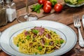 Homemade pasta with roasted Black Forest ham Royalty Free Stock Photo