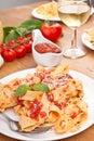 Homemade Pasta with Tomato Sauce Royalty Free Stock Photo