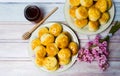 Homemade pastry with honey on a plate Royalty Free Stock Photo