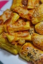 Homemade pastry with sesame and hardcheese