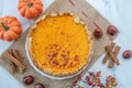 Homemade pastry for Thanksgiving traditional Pumpkin Pie