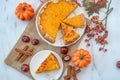 Homemade pastry for Thanksgiving traditional Pumpkin Pie