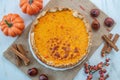 Homemade pastry for Thanksgiving traditional Pumpkin Pie