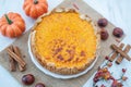 Homemade pastry for Thanksgiving traditional Pumpkin Pie