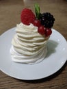 Homemade Pavlova cake or Pavlova dessert, Czech Republic (EU)