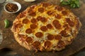 Homemade Pepperoni Pretzel Crust PIzza Royalty Free Stock Photo