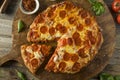 Homemade Pepperoni Pretzel Crust PIzza Royalty Free Stock Photo