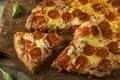 Homemade Pepperoni Pretzel Crust PIzza Royalty Free Stock Photo