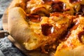 Homemade Pepperoni Stuffed Crust Pizza Royalty Free Stock Photo
