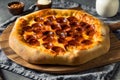 Homemade Pepperoni Stuffed Crust Pizza Royalty Free Stock Photo