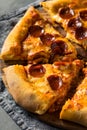 Homemade Pepperoni Stuffed Crust Pizza Royalty Free Stock Photo