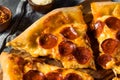 Homemade Pepperoni Stuffed Crust Pizza Royalty Free Stock Photo