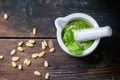 Homemade pesto sauce Royalty Free Stock Photo