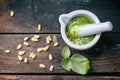 Homemade pesto sauce Royalty Free Stock Photo