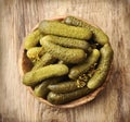 Homemade pickled cucumber on wooden backgrounds