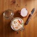 Homemade pickled onions in a jar Royalty Free Stock Photo