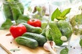 Homemade pickles in jar. Preserving pickled cucumbers. Royalty Free Stock Photo