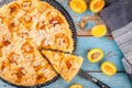 Homemade pie with apricots and almonds Royalty Free Stock Photo