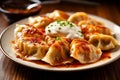 Homemade Pierogies Delicious Cooked Dumplings from Scratch. AI