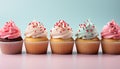 Homemade pink cupcake with chocolate icing, a sweet celebration generated by AI Royalty Free Stock Photo