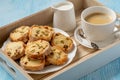 Homemade pistachio butter cookies and cup of coffee.