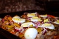 Pizza is prepared at home. Close up Royalty Free Stock Photo