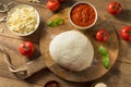 Homemade PIzza Dough and Ingredients Royalty Free Stock Photo