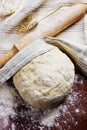 Homemade pizza dough with rolling pin Royalty Free Stock Photo