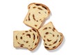 Homemade Pleasures - Trio of Raisin Bread Slices Royalty Free Stock Photo