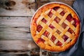 Homemade plum pie on rustic background Royalty Free Stock Photo