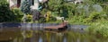 Homemade pond and pier in Lithuanian village Royalty Free Stock Photo