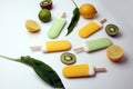 Homemade popsicles with kiwi and lemon Royalty Free Stock Photo