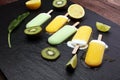 Homemade popsicles with kiwi and lemon Royalty Free Stock Photo