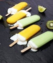 Homemade popsicles with kiwi and lemon Royalty Free Stock Photo