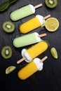 Homemade popsicles with kiwi and lemon Royalty Free Stock Photo