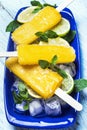 Homemade popsicles with lemon and mint Royalty Free Stock Photo