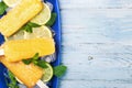 Homemade popsicles with lemon and mint Royalty Free Stock Photo
