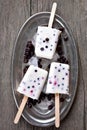 Homemade popsicles from yogurt and berries
