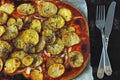 Healthy homemade potato pizza. Vegan pizza.