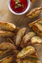 Homemade Potato Wedge French Fries With Ketchup