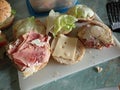 Homemade praperation of sandwich bacon burgers