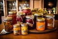 homemade preserves with hand-written labels